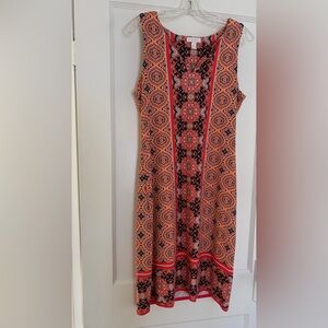 Charter Club Multicolored Exotic Patterned Sleeveless Midi Dress Women’s Size M